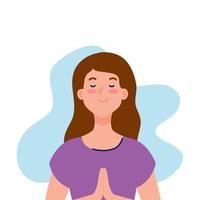 meditating woman on white background vector