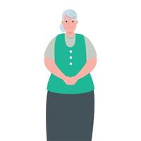 cute old woman, grandmother on white background vector