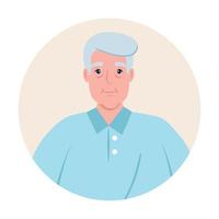 cute old man in frame circular, grandfather in frame circular on white background vector