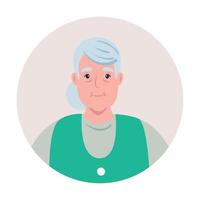 cute old woman in frame circular, grandmother in frame circular on white background vector