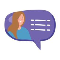 chat bubble, message bubble with woman, internet dialog, communication, conversation, talk vector