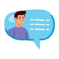 chat bubble, message bubble with man, internet dialog, communication, conversation, talk vector