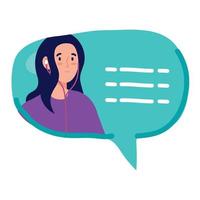 chat bubble, message bubble with woman, internet dialog, communication, conversation, talk vector