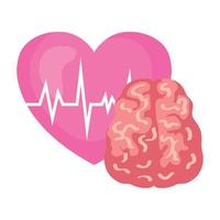 neurology, brain human with heart rate on white background vector