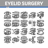 Eyelid Surgery Healthy Collection Icons Set Vector