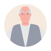 cute old man in frame circular, grandfather in frame circular on white background vector