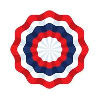 tricolor rosette with blue, white and red ribbon vector