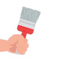 hand with paint brush tool construction, on white background vector