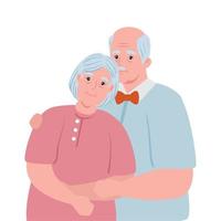 elderly couple smiling, old woman and old man couple in love vector