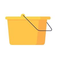 plastic bucket tool yellow color, on white background vector