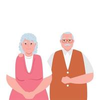 elderly couple smiling, old woman and old man couple in love vector