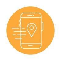 smartphone device with pin location block line style icon vector