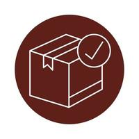 box package cargo with check symbol block line style icon vector