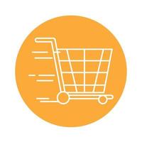 cart shopping transportation block line style icon vector