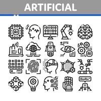 conjunto de iconos delgados de vector de inteligencia artificial