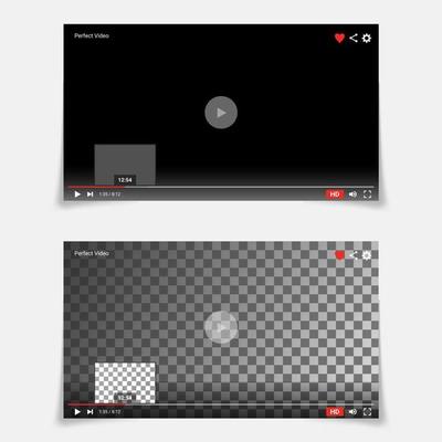 Video Player Interface Template Vector. Modern Flat Video Player