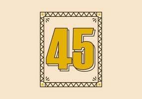 Vintage rectangle frame with number 45 on it vector