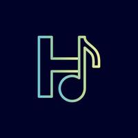 nota musical diseño de logotipo marca letra h vector