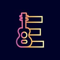 guitarra música logo diseño marca letra e vector