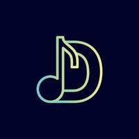 nota musical diseño de logotipo marca letra d vector