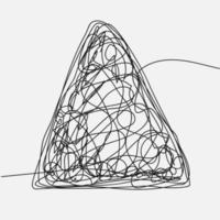 vector de esbozo de garabatos enredados. triangulo de dibujo línea dibujada a mano. caos. ilustración