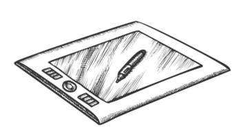 tableta con stylus gadget digital vector retro