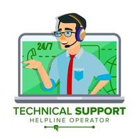 Technical Support Vector. Global Tech Support. Business Maintenance. Operator And Customer. Flat Isolated Illustration vector