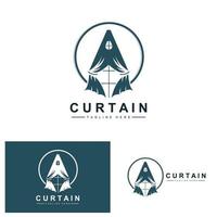 Home And Exhibition Curtain Logo Design, Building Decoration Vector Illustration