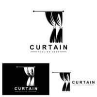 Home And Exhibition Curtain Logo Design, Building Decoration Vector Illustration