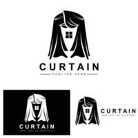 Home And Exhibition Curtain Logo Design, Building Decoration Vector Illustration