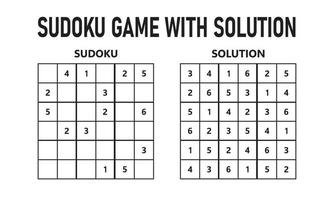 Sudoku game with solution. Sudoku puzzle game with numbers. Can be used as an educational game. Logic puzzle for kids or leisure game for adults. vector