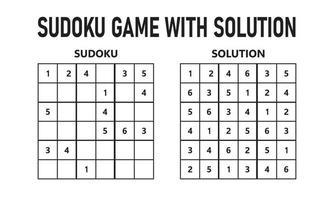 Sudoku game with solution. Sudoku puzzle game with numbers. Can be used as an educational game. Logic puzzle for kids or leisure game for adults. vector