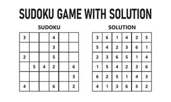 Sudoku game with solution. Sudoku puzzle game with numbers. Can be used as an educational game. Logic puzzle for kids or leisure game for adults. vector