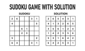 Sudoku game with solution. Sudoku puzzle game with numbers. Can be used as an educational game. Logic puzzle for kids or leisure game for adults. vector