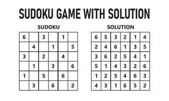 Sudoku game with solution. Sudoku puzzle game with numbers. Can be used as an educational game. Logic puzzle for kids or leisure game for adults. vector