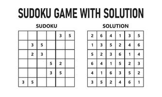 Sudoku game with solution. Sudoku puzzle game with numbers. Can be used as an educational game. Logic puzzle for kids or leisure game for adults. vector