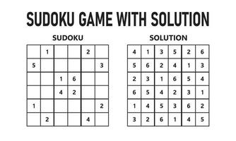 Sudoku game with solution. Sudoku puzzle game with numbers. Can be used as an educational game. Logic puzzle for kids or leisure game for adults. vector