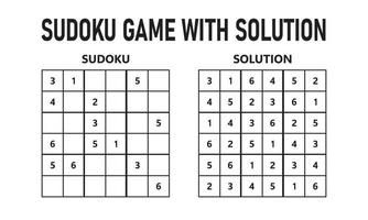 Sudoku game with solution. Sudoku puzzle game with numbers. Can be used as an educational game. Logic puzzle for kids or leisure game for adults. vector