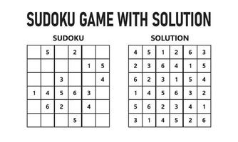 Sudoku game with solution. Sudoku puzzle game with numbers. Can be used as an educational game. Logic puzzle for kids or leisure game for adults. vector