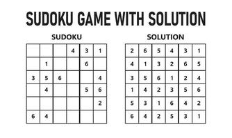 Sudoku game with solution. Sudoku puzzle game with numbers. Can be used as an educational game. Logic puzzle for kids or leisure game for adults. vector