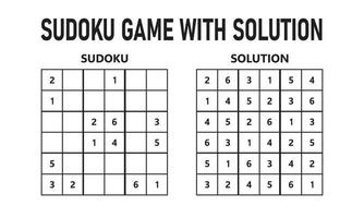 Sudoku game with solution. Sudoku puzzle game with numbers. Can be used as an educational game. Logic puzzle for kids or leisure game for adults. vector