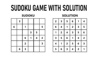 Sudoku game with solution. Sudoku puzzle game with numbers. Can be used as an educational game. Logic puzzle for kids or leisure game for adults. vector