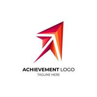 Achivement logo template. logo goes up. to victory. go to the top vector