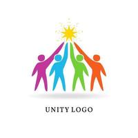 Unity Logo. togetherness and community design, social connection icon, logo template unity of people. union logo vector template