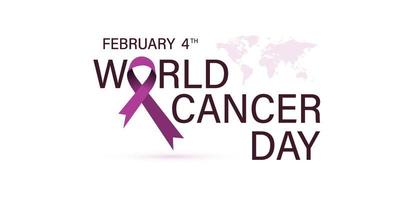 February 4 is World Cancer Day. Purple ribbon concept. Vector illustration.