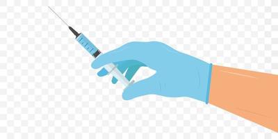 mano y jeringa. concepto de vacunación e inmunización. ilustración vectorial sobre fondo transparente vector