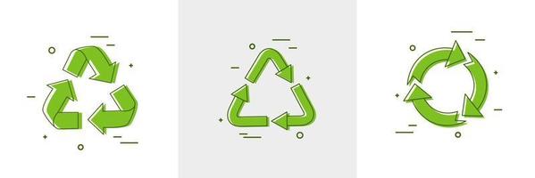 Recycle symbols set. Recycled eco icon. Isolated vector illustration.