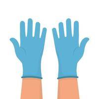 Cleaning gloves. Blue glove fitted to protect the skin from viruses, germs and bacteria. Isolated vector illustration.