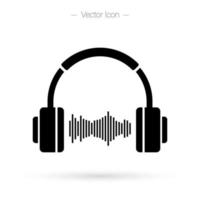 Headphone icon with sound wave pulse. Minimal design to isolated vector. vector