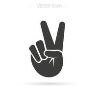 victoria o gesto de la mano de paz v signo, ilustración vectorial aislada. éxito, icono del concepto de ganador. vector